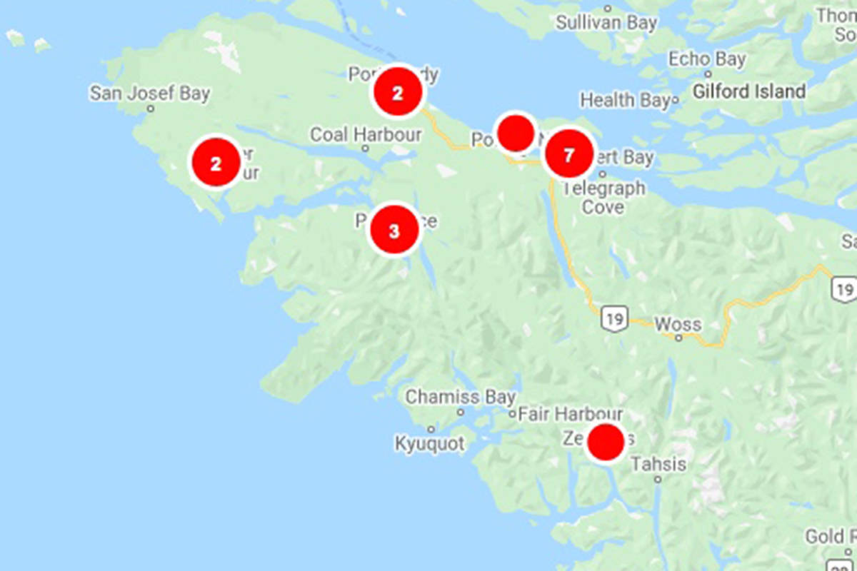 Areas without power as of 2 p.m. Nov. 19. (BC Hydro image)