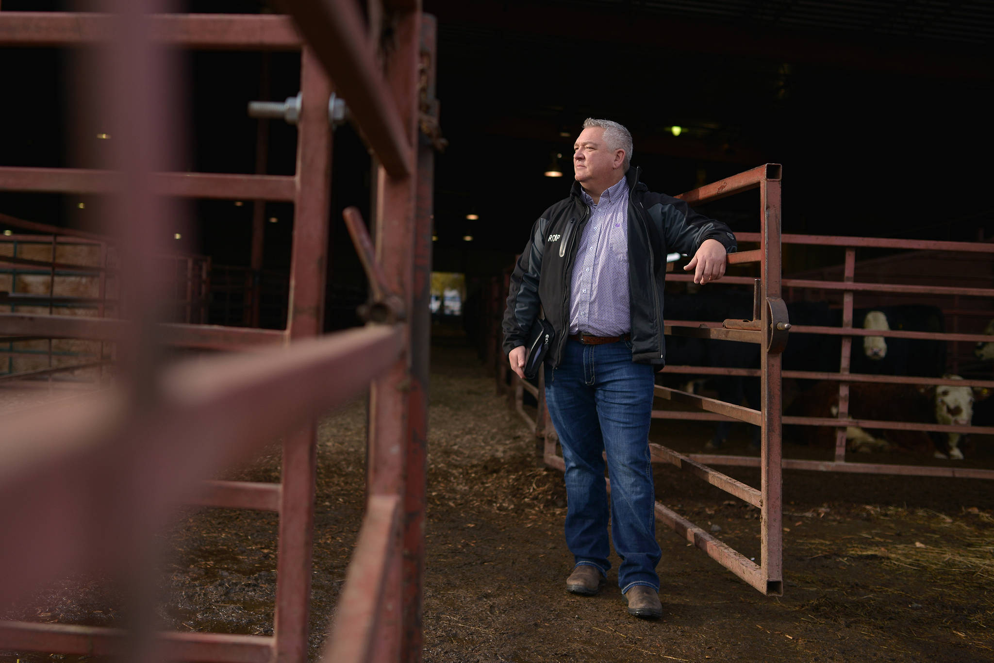 RCMP Cpl. Cory Lepine pictured at BC Livestock Producers Co. in Kamloops, Nov. 16. (Phil McLachlan - Black Press Media)