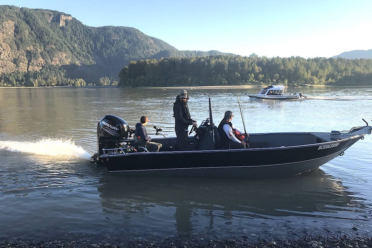 More than 70 anglers participated in the bar-fishing demonstration fishery on Sept. 9, 2020 on the Fraser River near Chilliwack. DFO officers ticketed six people and seized four rods. A court date is set for Dec. 1, 2020. (Jennifer Feinberg/ Chilliwack Progress file)