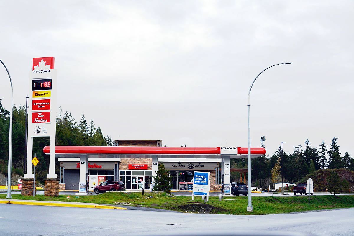 The proposed T’Sou-ke Nation Health and Community Centre will be built adjacent to the Petro Canada gas station on Sooke Road. Construction is epected to begin in 18 months. (Sooke News Mirror photo)
