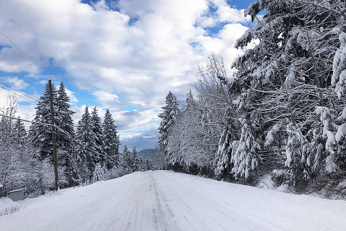 Side roads were still snow-covered Saturday late morning while the main highways were wet.