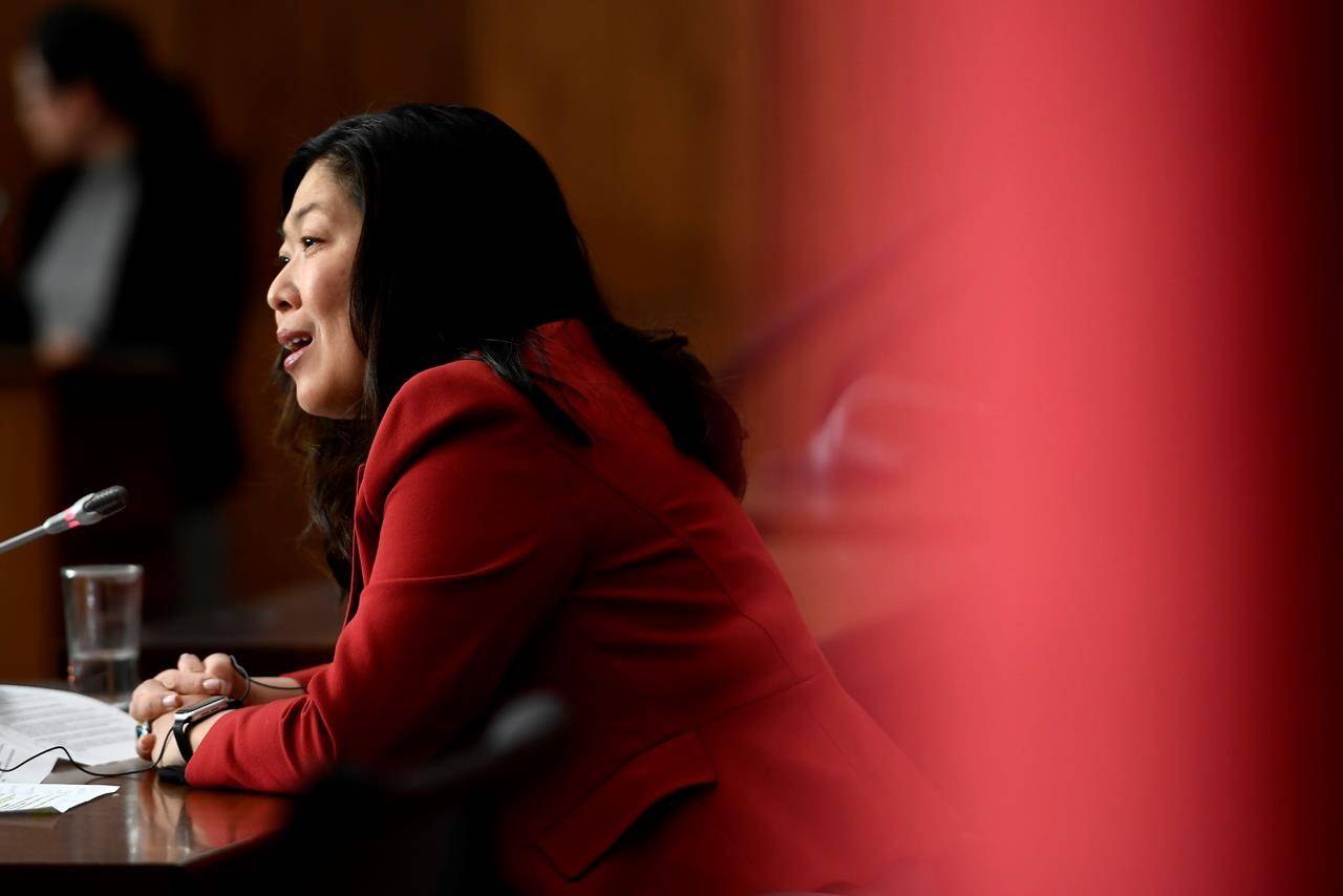 Minister of International Trade Mary Ng participates in a news conference on the Canada-United Kingdom Trade Continuity Agreement in Ottawa, on Saturday, Nov. 21, 2020. The federal government says American duties on Canadian softwood lumber exports continue to be “unfair” and “unjustified,” even if they have been reduced. THE CANADIAN PRESS/Justin Tang