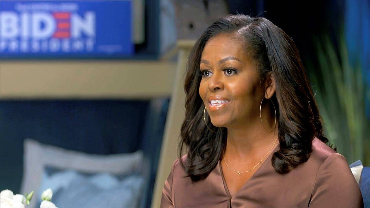 In this image from video, former first lady Michelle Obama speaks during the first night of the Democratic National Convention on Monday, Aug. 17, 2020. (Democratic National Convention via AP)