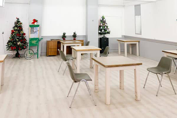 Officials with Bread of Life Society and Salvation Army are waiting on plexiglass dividers for the tables inside the Bread of Life warming centre on Third Avenue in Port Alberni. (PHOTO COURTESY BREAD OF LIFE SOCIETY)