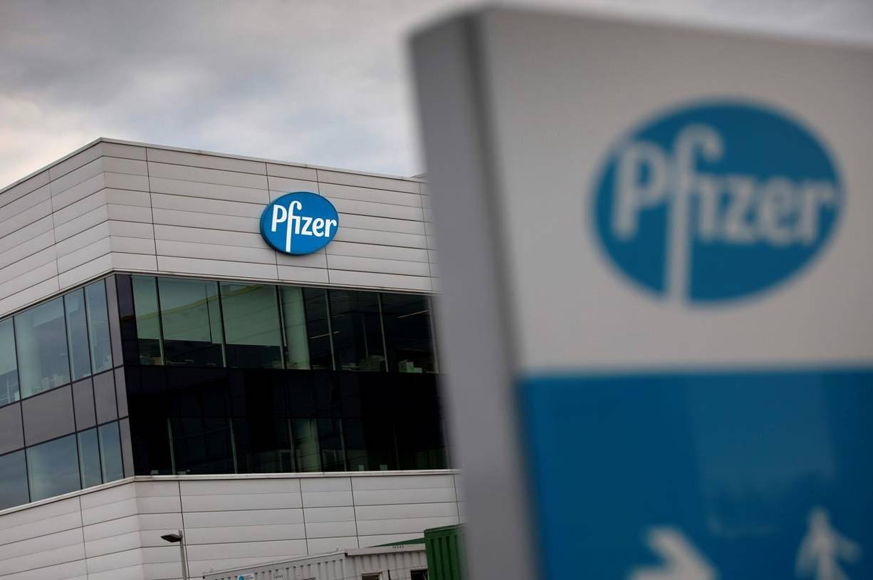 FILE - In this Nov. 9, 2020, file photo, a general view of Pfizer Manufacturing Belgium in Puurs, Belgium. (AP Photo/Virginia Mayo, File)