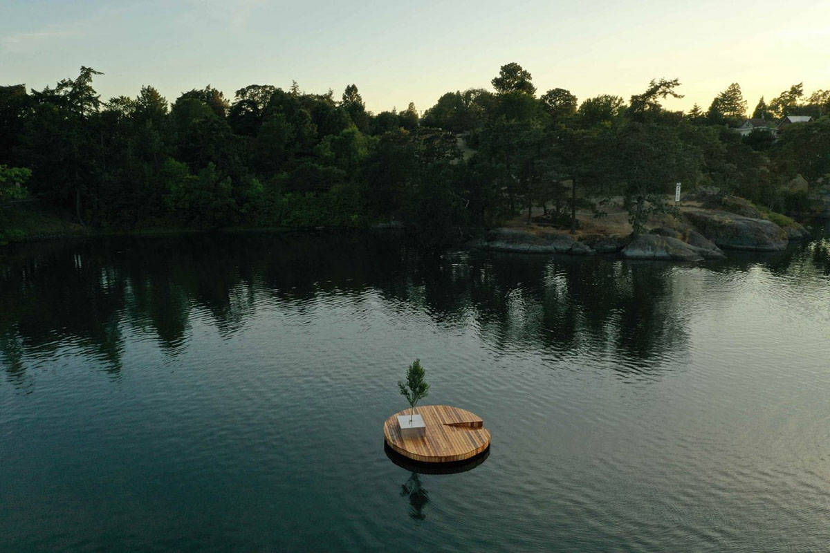 A floating dock installed secretly in the Gorge Waterway on July 15 aims to spark a community conversation about the use of the harbour. (Project Albero/Aryze)