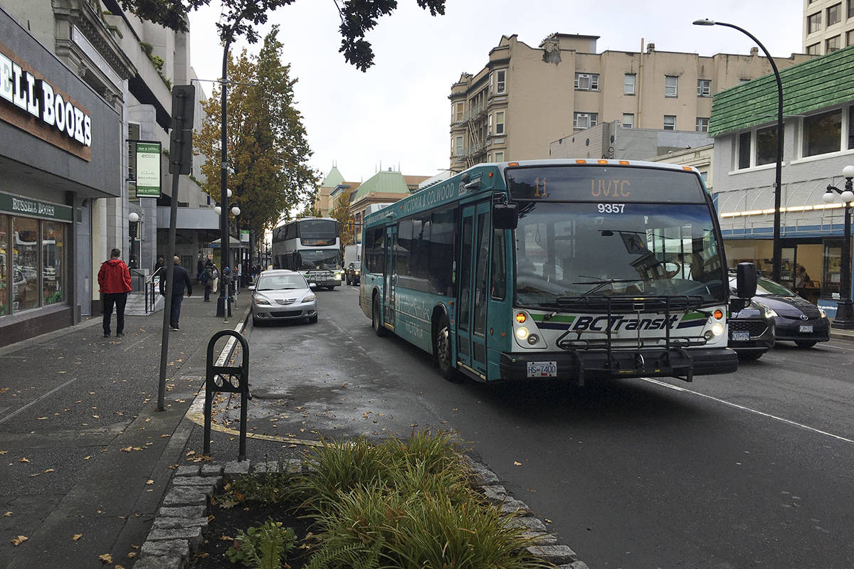 The City of Victoria and BC Transit are offering free bus passes for youths age six to 18 for 2021. Applications for the pass can be made online on the city’s website. (Don Descoteau/News Staff)