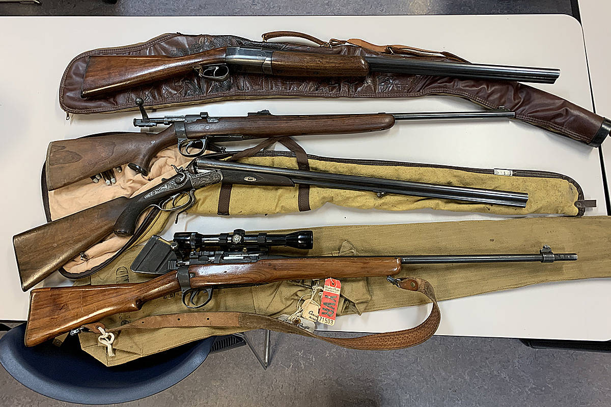 Four long guns seized by police on Dec. 12, 2020. RCMP photo