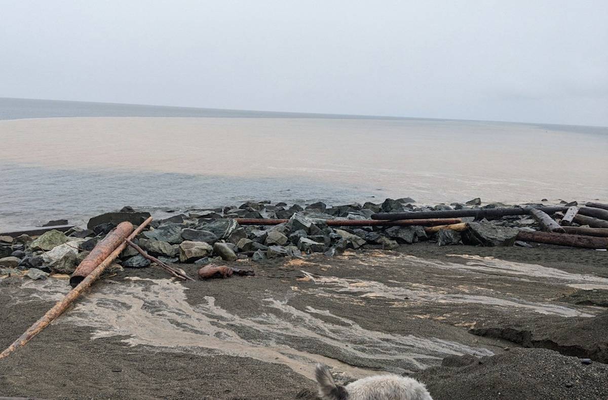 The Royal Beach waterfront in Colwood, owned by Seacliff Properties, has been temporarily closed to the public after stormwater runoff has eroded the foreshore. (Chelsea Garrod photo)