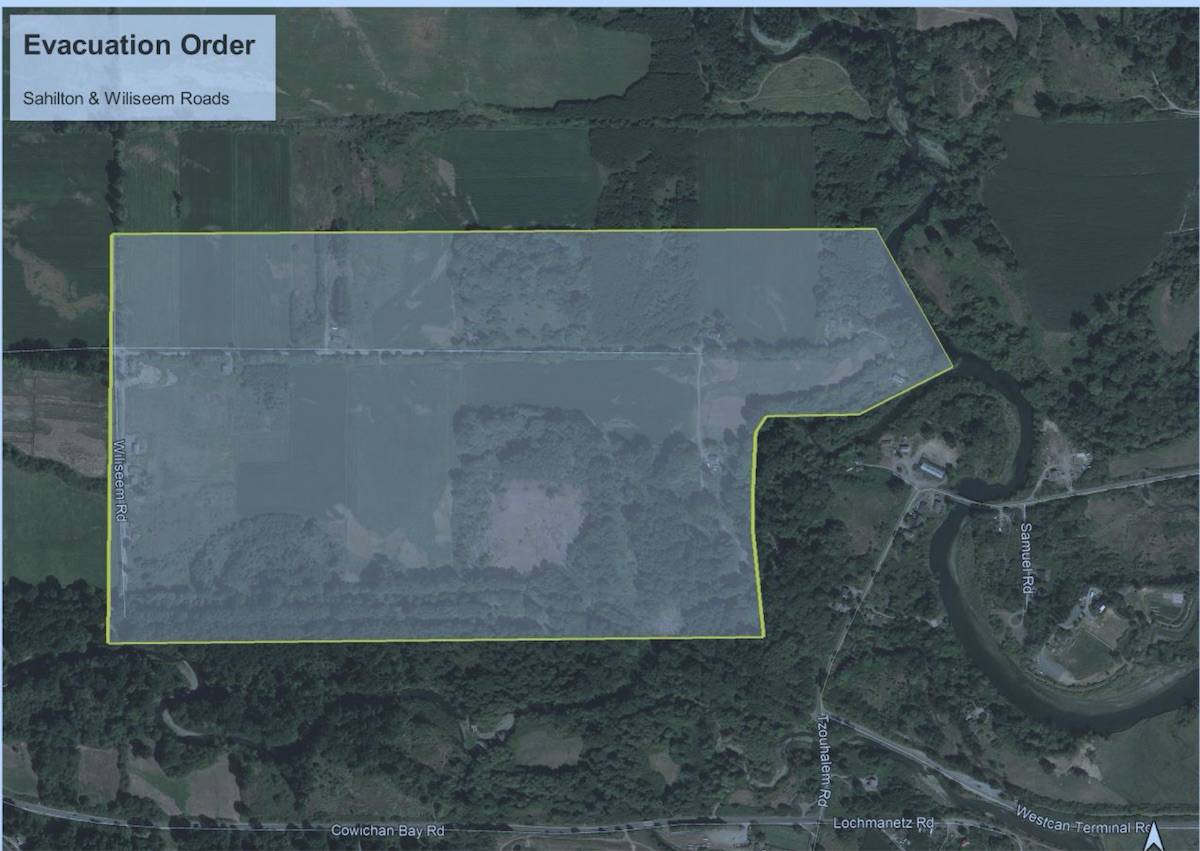 Cowichan Tribes has issued an evacuation order for two areas within the First Nation on Jan. 2, 2021. (screenshot)