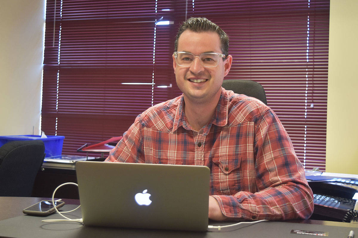 Kootenay Ice President and General Manager Matt Cockell at his office desk in Cranbrook in 2017. Townsman file photo.
