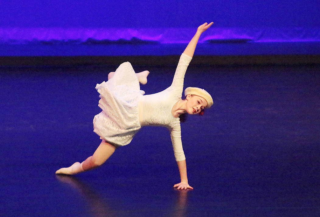 Jorie Benjamin does a modern dance performance to ‘La Vie en rose’ by Édith Piaf, Louis Gugliemi and Marguerite Monnot, choreographed by Elise Sampson during the Cowichan Music Festival’s Highlights Concert at the Cowichan Performing Arts Centre on March 1, 2020. (Kevin Rothbauer/Citizen)