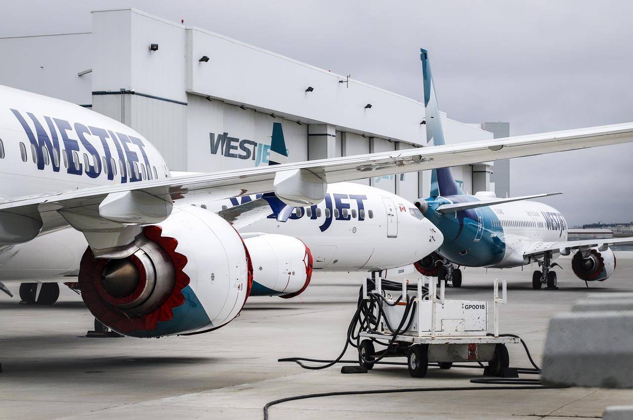 WestJet Boeing 737 Max aircraft are shown at the airline’s facilities in Calgary, Alta., Tuesday, May 7, 2019..WestJet says that tomorrow it will operate the first commercial flight of the Boeing 737 MAX since the aircraft was cleared to fly again in Canadian airspace. THE CANADIAN PRESS/Jeff McIntosh