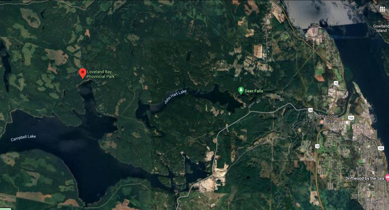 Loveland Bay Provincial Park, located on the north side of Campbell Lake, will see some improvements this year as part of the BC Parks and StrongerBC grant. Photo courtesy Google Maps