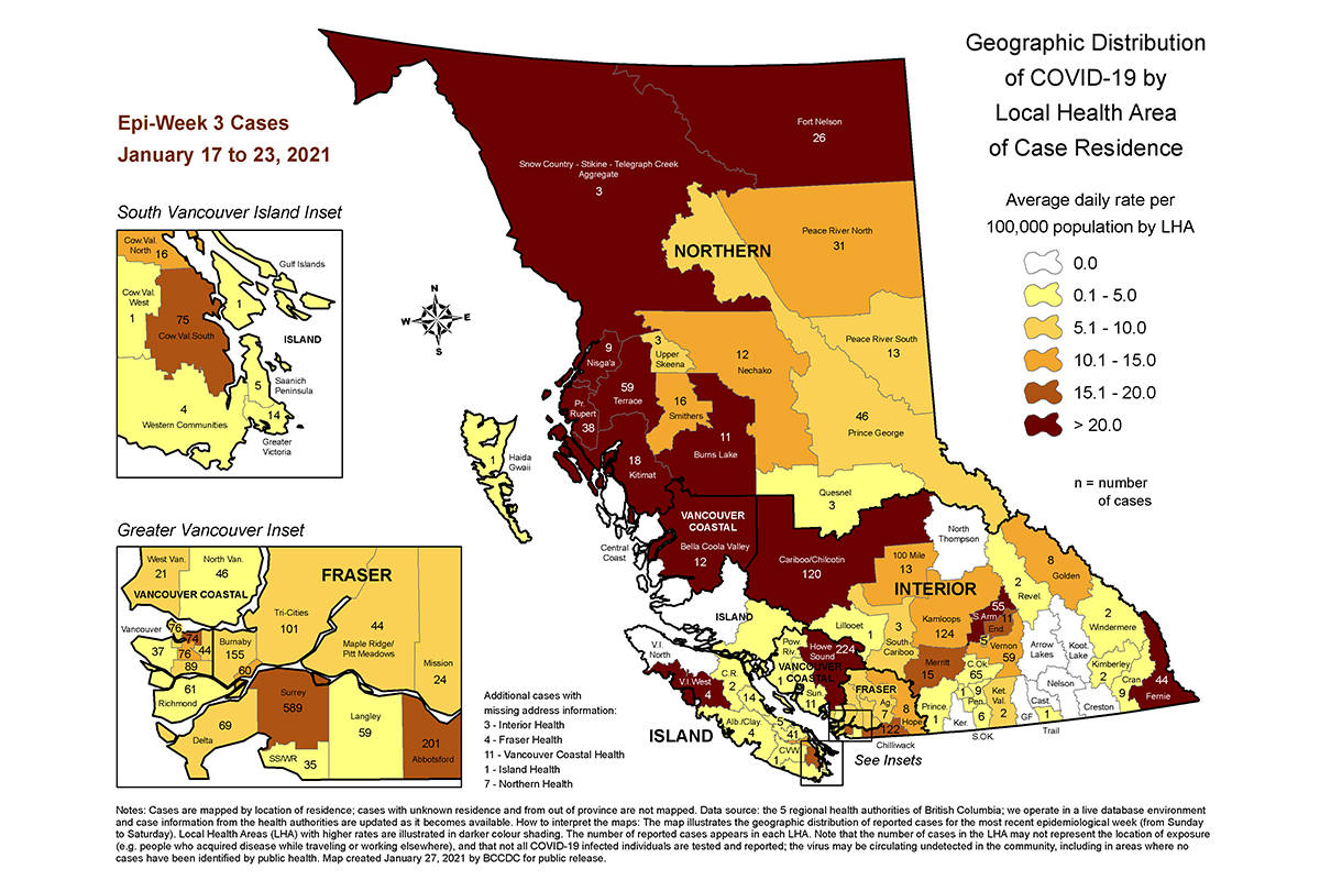 Vancouver Isand North had zero new cases of COVID last week. (BCCDC map)