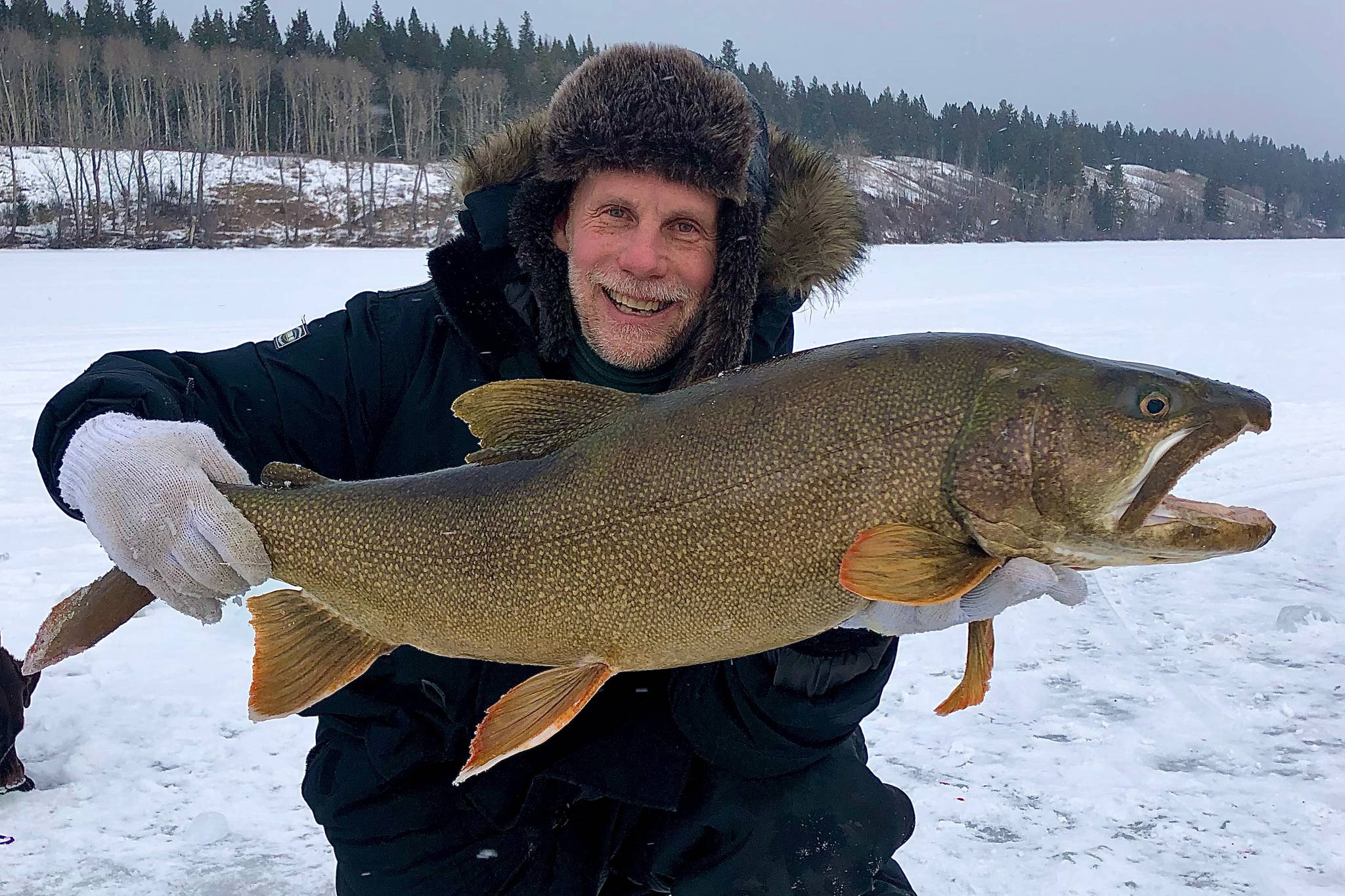 Murray Zelt caught a 27-pound lake trout on Horse Lake on Jan. 27. (Jeff McMichael photo - submitted)