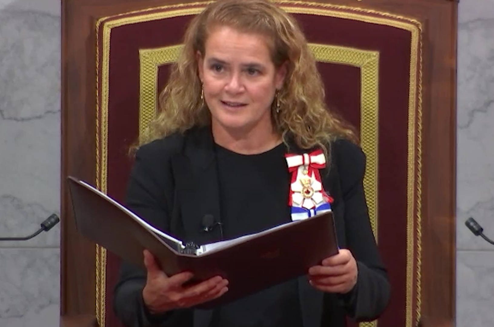 Gov. Gen. Julie Payette reads the speech from the throne in Ottawa on Dec. 5, 2019. She has recently resigned her role. (The Canadian Press)