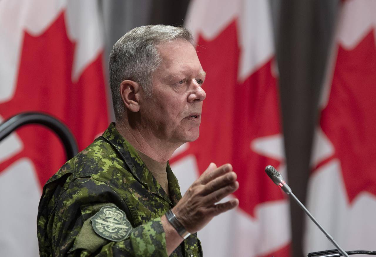Then chief of the defence staff Jonathan Vance responds to a question during a news conference Friday, June 26, 2020 in Ottawa. THE CANADIAN PRESS/Adrian Wyld