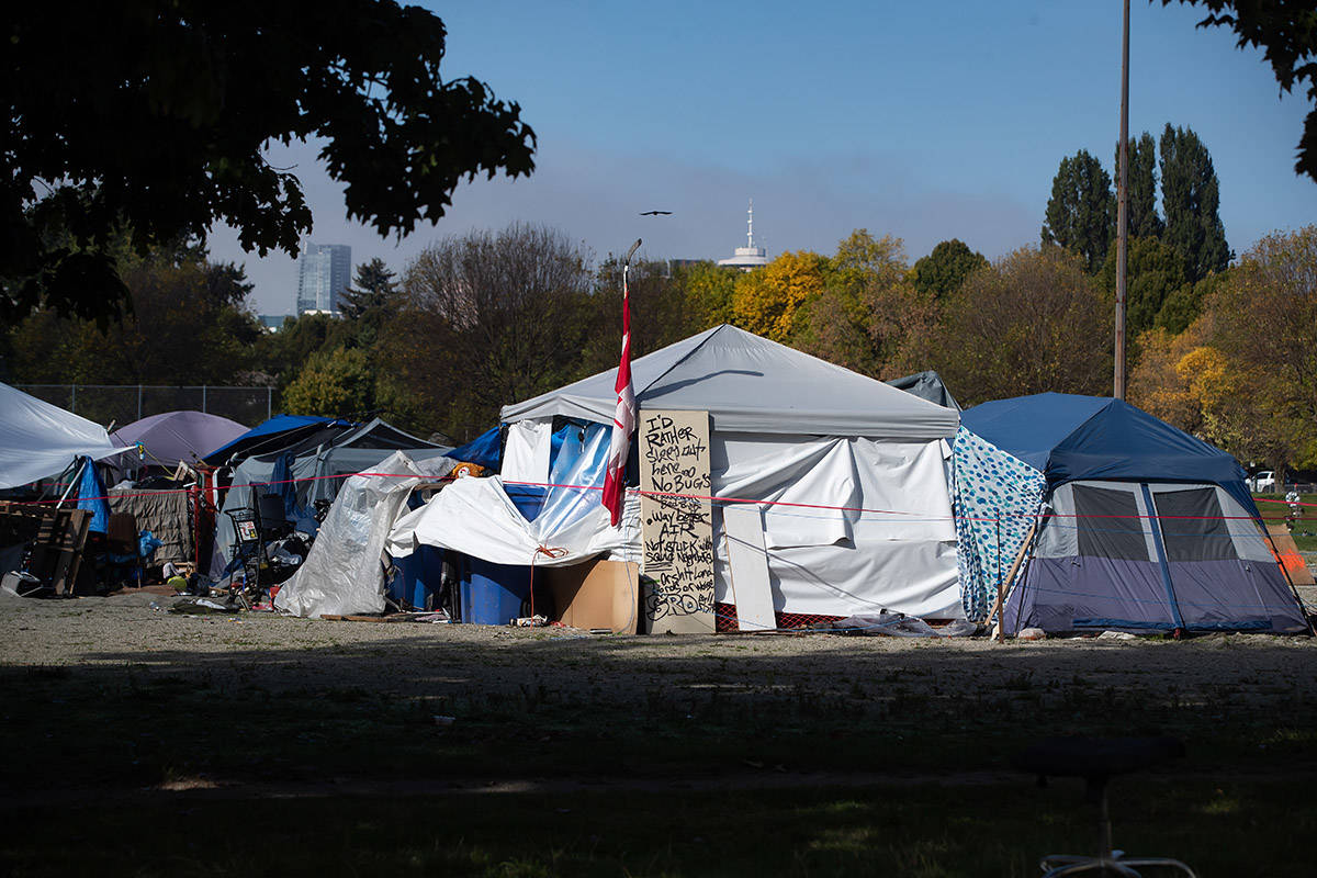 At Strathcona Park, in Vancouver, an entire village of homeless campers still occupying 400 tents after over three months. Concerns have mounted about the spread of COVID-19 among hundreds of people living in tight quarters. THE CANADIAN PRESS/Darryl Dyck