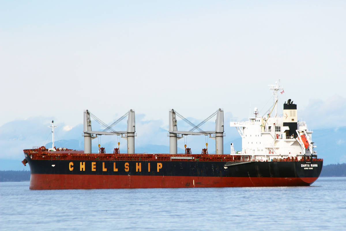 Freigher off Kin Beach in Chemainus Feb. 5, 2021. (Photo by Don Bodger)