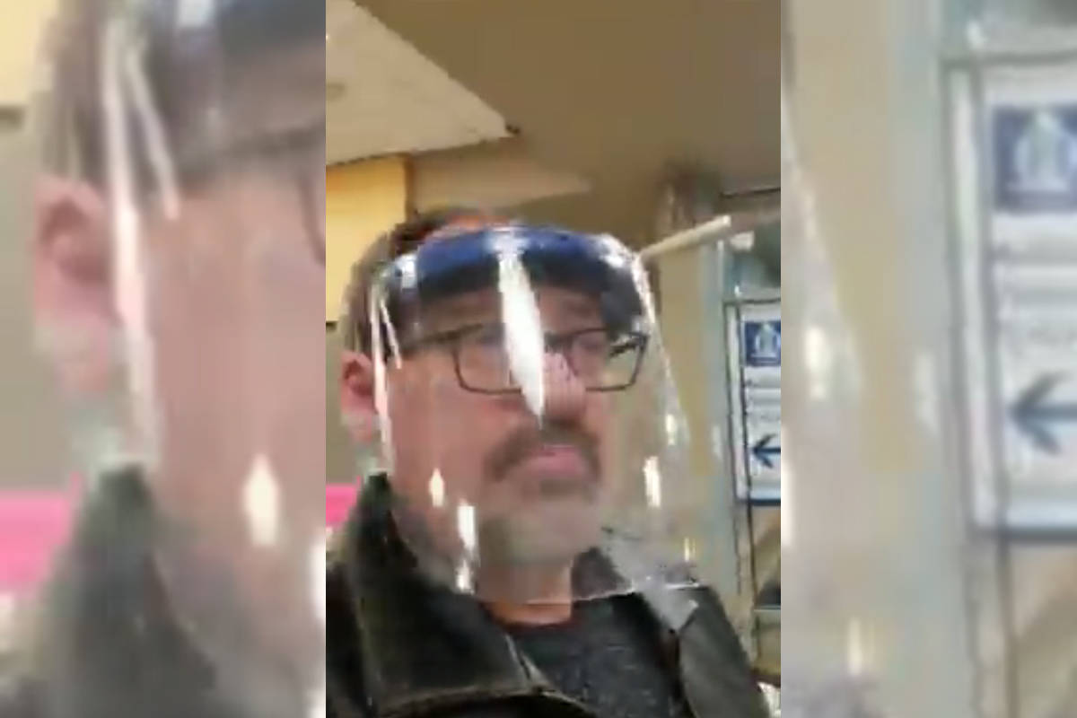 Ryan Bentson filmed his experience at the Vernon Jubilee Hospital Feb. 7, 2021. He was arrested and removed for not complying with the hospital’s mask mandate. (Ryan Bentson - Facebook)