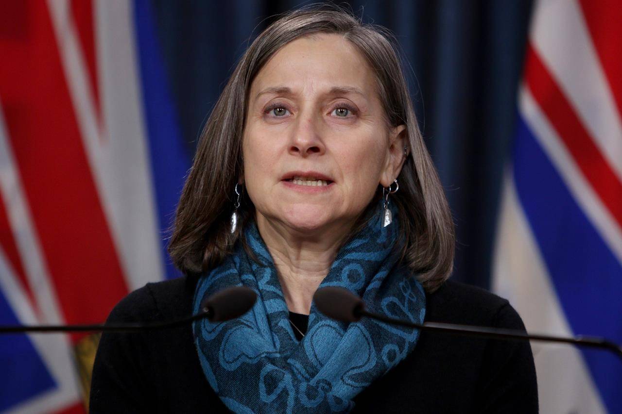 Chief Coroner Lisa Lapointe speaks during a press conference at B.C. Legislature in Victoria, B.C., on February 24, 2020. THE CANADIAN PRESS/Chad Hipolito
