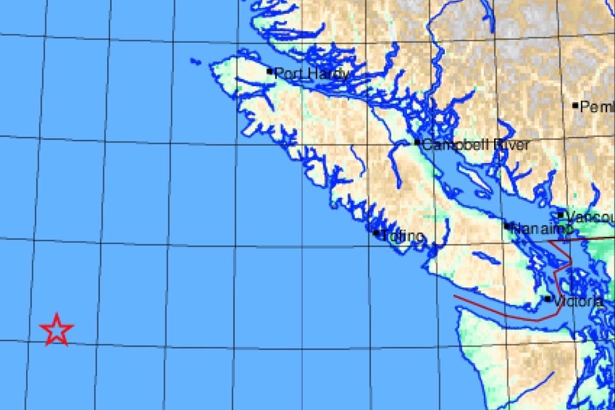 Earthquake Canada reported a small earthquake off Vancouver Island on Feb. 16. (Earthquake Canada image)