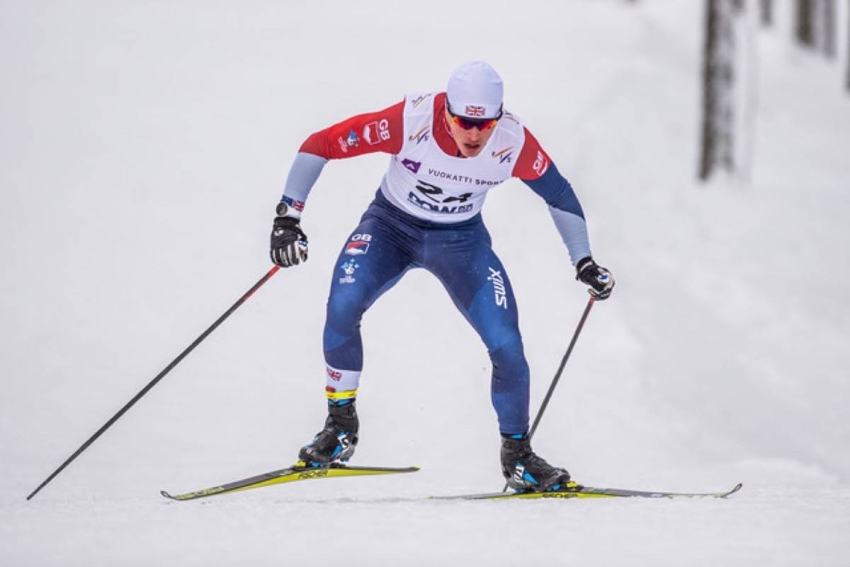 Gabe Gledhill pictured during the 10km skate interval in Vuokatti, Finland on Feb. 12. Photo supplied