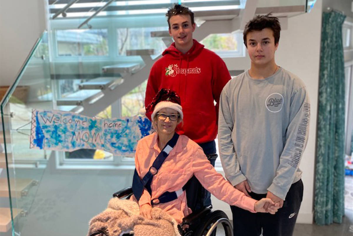 Rachel Staples with sons Oliver, 17 (left) and Isaac, 15 (right). Staples is still in recovery after she was struck by a driver while riding her bike in December. (Courtesy of Rachel Staples)