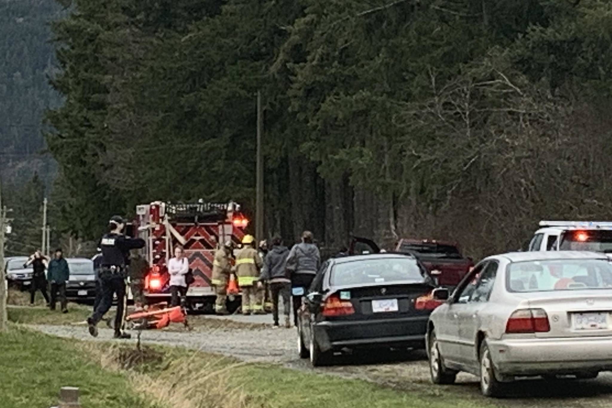 Traffic on Cherry Creek Road is at a standstill as emergency vehicles deal with the aftermath of a collision on Saturday, March 6, 2021. (PHOTO COURTESY TONY SHUMUK)