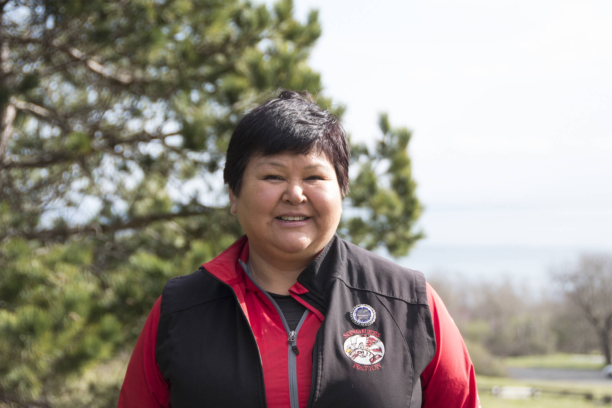 Cecilia Dick, cultural tourism supervisor for the Songhees Nation, stands at the top of Beacon Hill Loop in Meeqan, one of 12 significant cultural sites along the new Songhees Indigenous Marine Trail. (Nina Grossman/News Staff)
