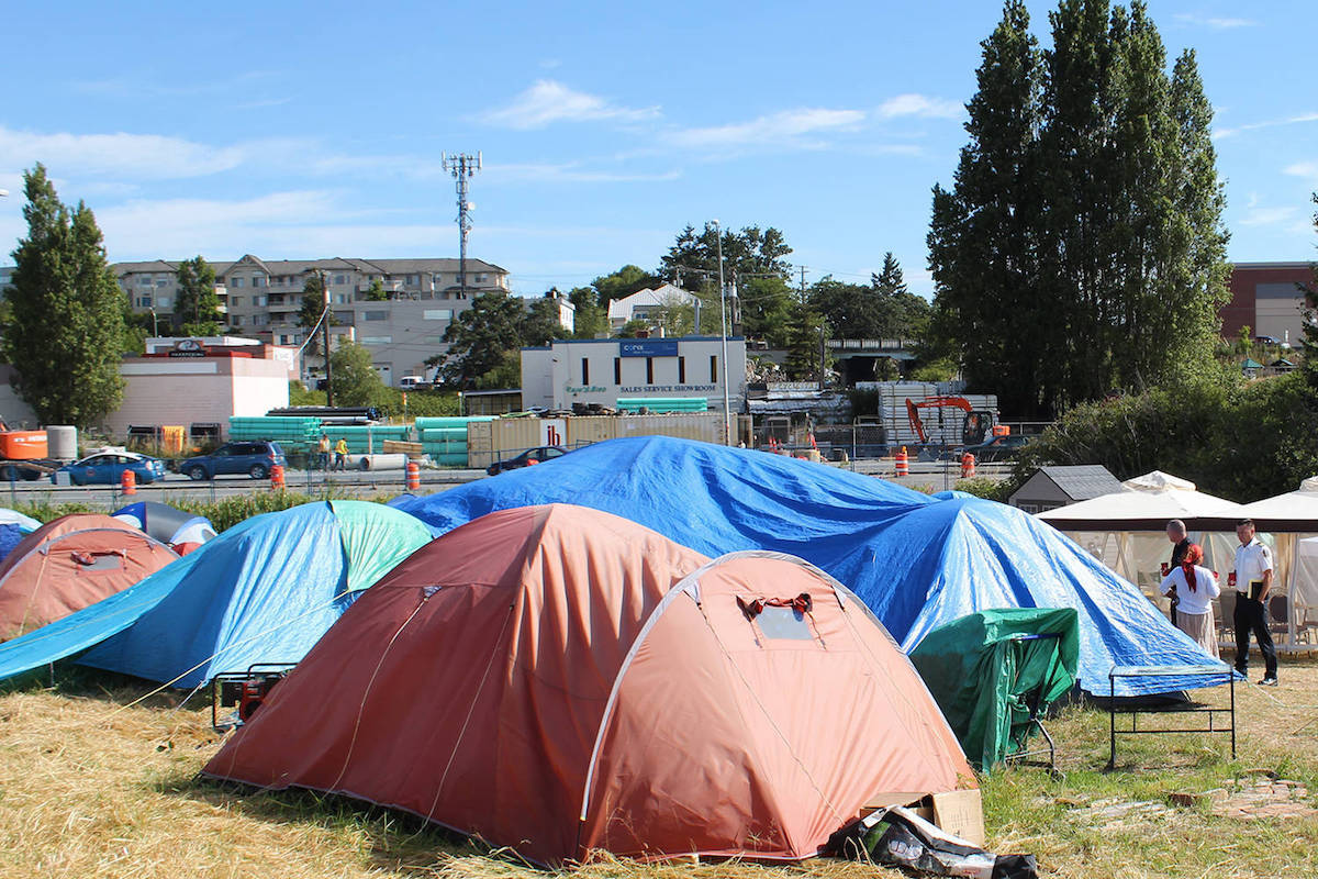 A homeless camp on the outskirts of Victoria. The Greater Victoria Coalition to End Homelessness thinks ending homelessness is 'within reach.' (Victoria News)