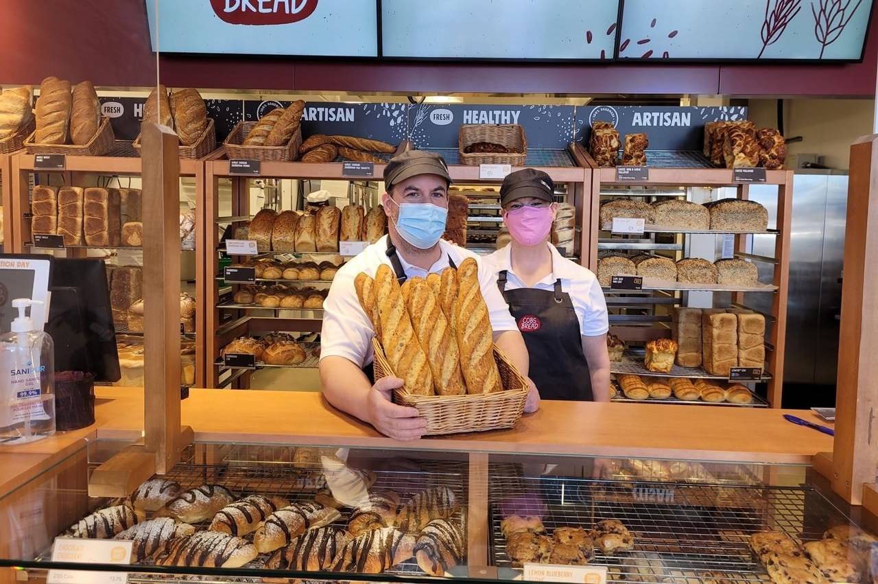 Bakery owners Mike Livingstone and Annie Hoare, shown in this March 2021 handout image, opened the first COBS Bread bakery in Georgetown, Ont., in December. “I didn’t have as much to lose,” Livingston says of launching a business in the midst of a pandemic after he was laid off as a transportation executive. THE CANADIAN PRESS/HO