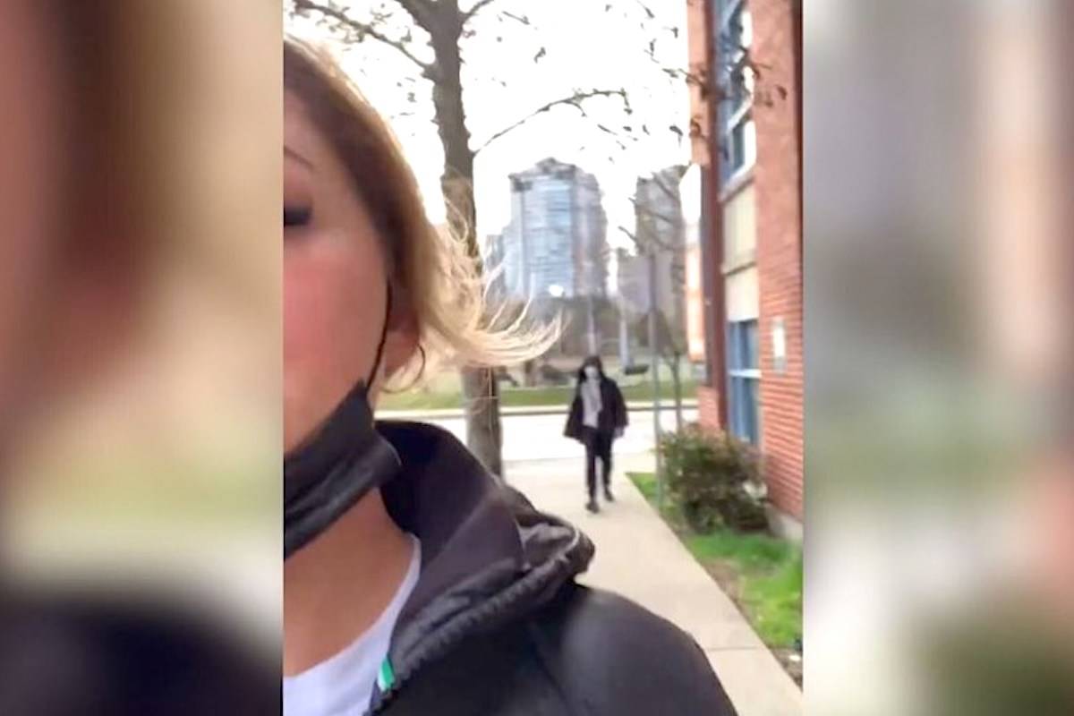 Jamie Coutts recorded a man following her around downtown Vancouver for a half-hour on Wednesday, March 18. (Instagram screenshot/Iammjammbamm)