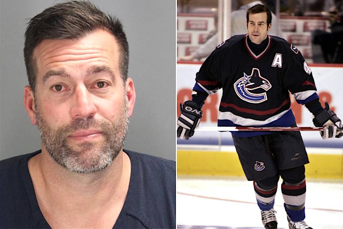 Left: Mug shut from Oakland County jail. Right: Todd Bertuzzi as a Canuck. (CP/Chuck Stoody)