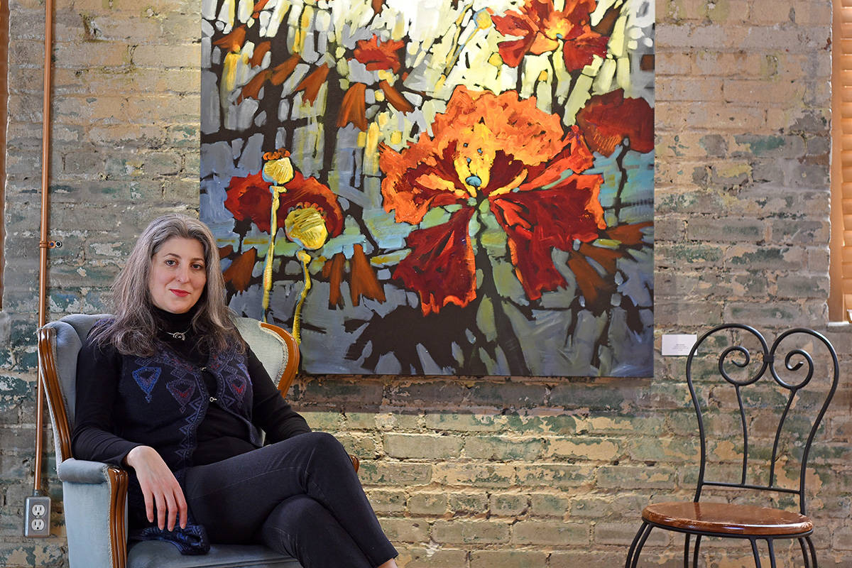 Vedrana Ascroft, artist and gallery owner, sits in her Aquamaris Art Gallery in Duncan. Don Denton photo
