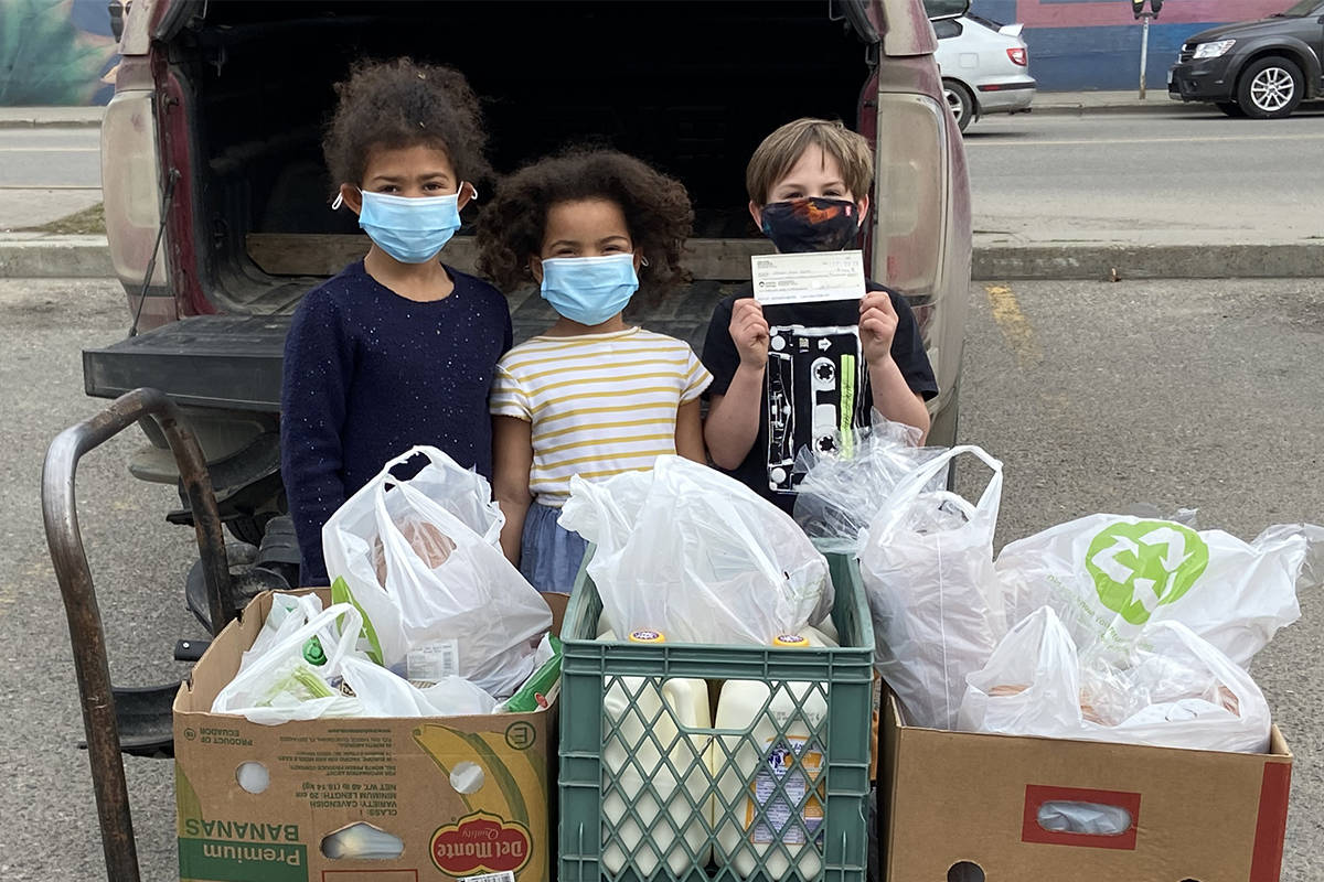 Seven-year-old Rowan Walroth (right) donated just shy of $3,000 to a Vernon food bank in March 2021. (Contributed)