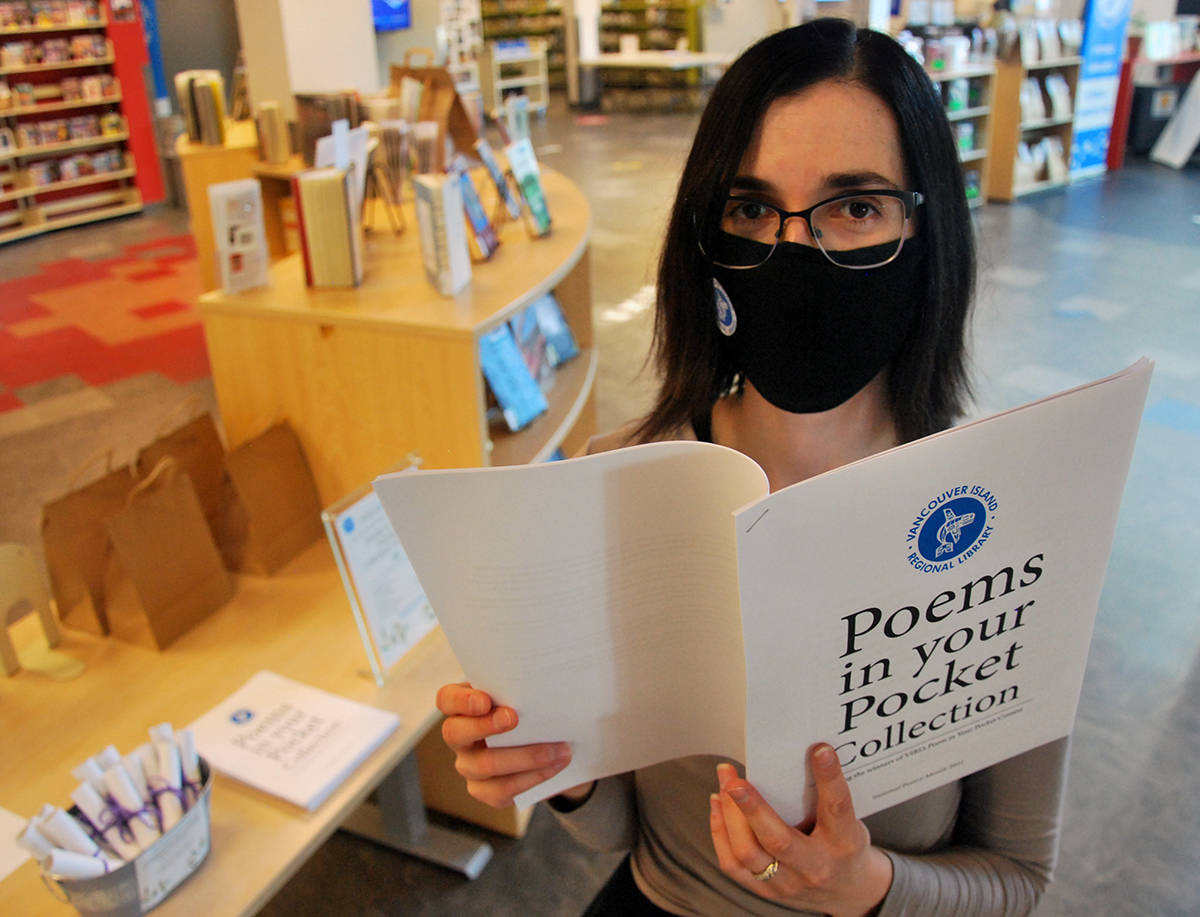 Nanaimo Harbourfront Library librarian April Ripley led the effort to create a Vancouver Island poetry booklet in recognition of National Poetry Month. (Josef Jacobson/News Bulletin)