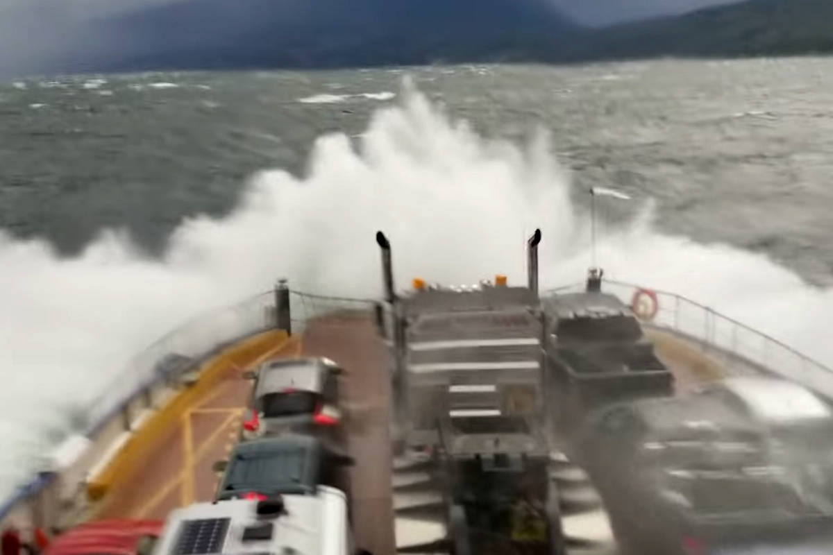 Sunday’s storm rocked one of the ferries crossing Kootenay Lake. Photo: Dirk Jonker