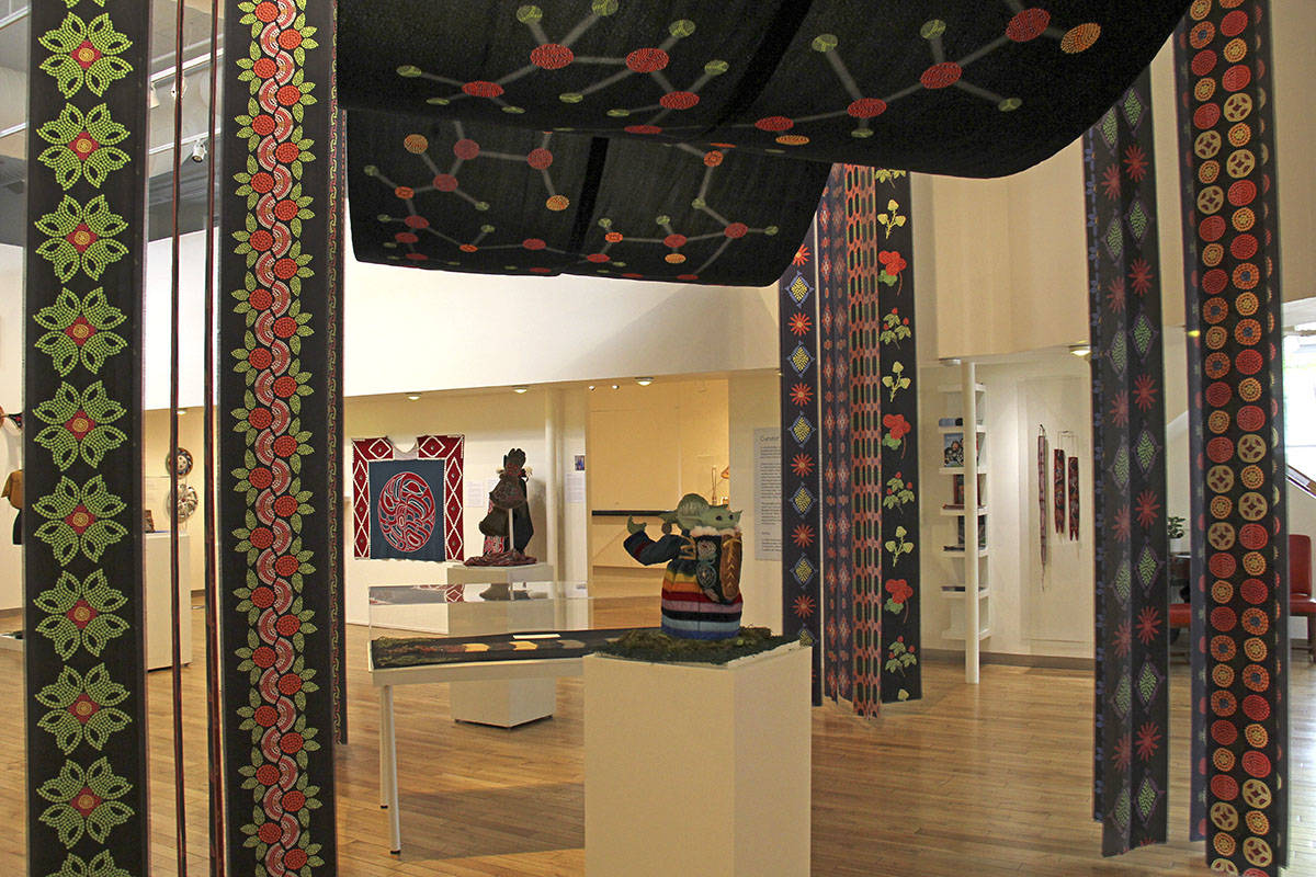 On Beaded Ground features an array of historical and contemporary beadwork pieces as Indigenous artists work to reclaim and renew their traditional practices. (Jane Skrypnek/News Staff)