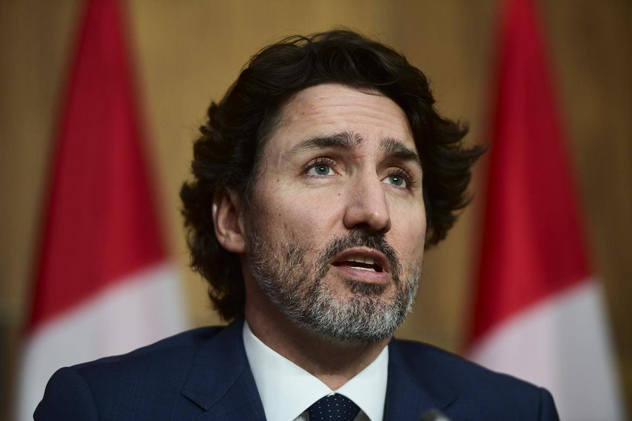 Prime Minister Justin Trudeau holds a press conference in Ottawa on Tuesday, May 11, 2021. Trudeau is rejecting accusations from Alberta’s justice minister that his federal government is part of a trio rooting for that province’s health system to collapse due to COVID-19. THE CANADIAN PRESS/Sean Kilpatrick