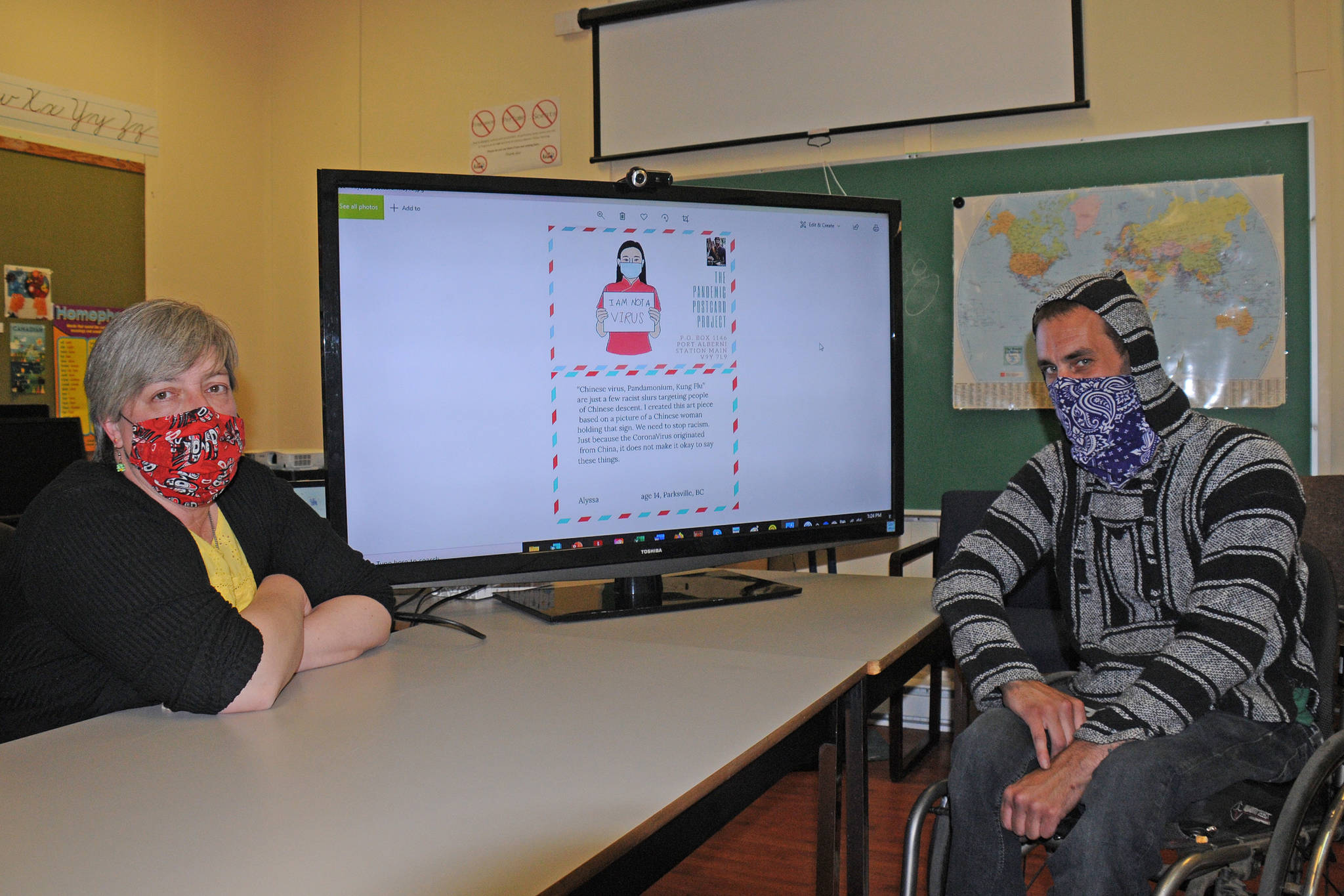 A poignant Pandemic Postcard Project submission has led Lesley Wright and Graham Hughes of Literacy Alberni on a new path toward anti-racism education. (SUSAN QUINN/ Alberni Valley News)