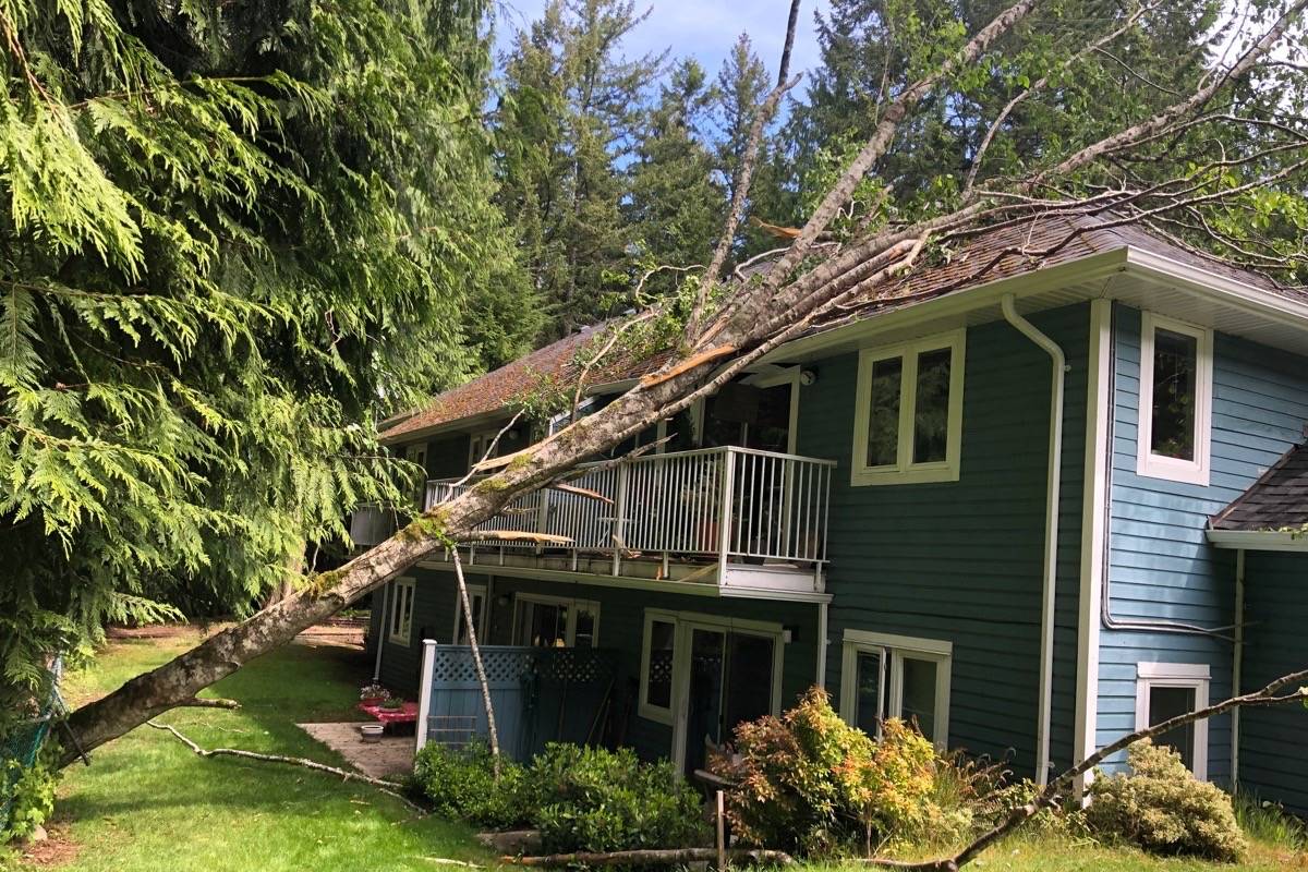 The owner of this townhome was awakened by a large crashing sound in Qualicum Beach on May 18. (Michael Briones photo)