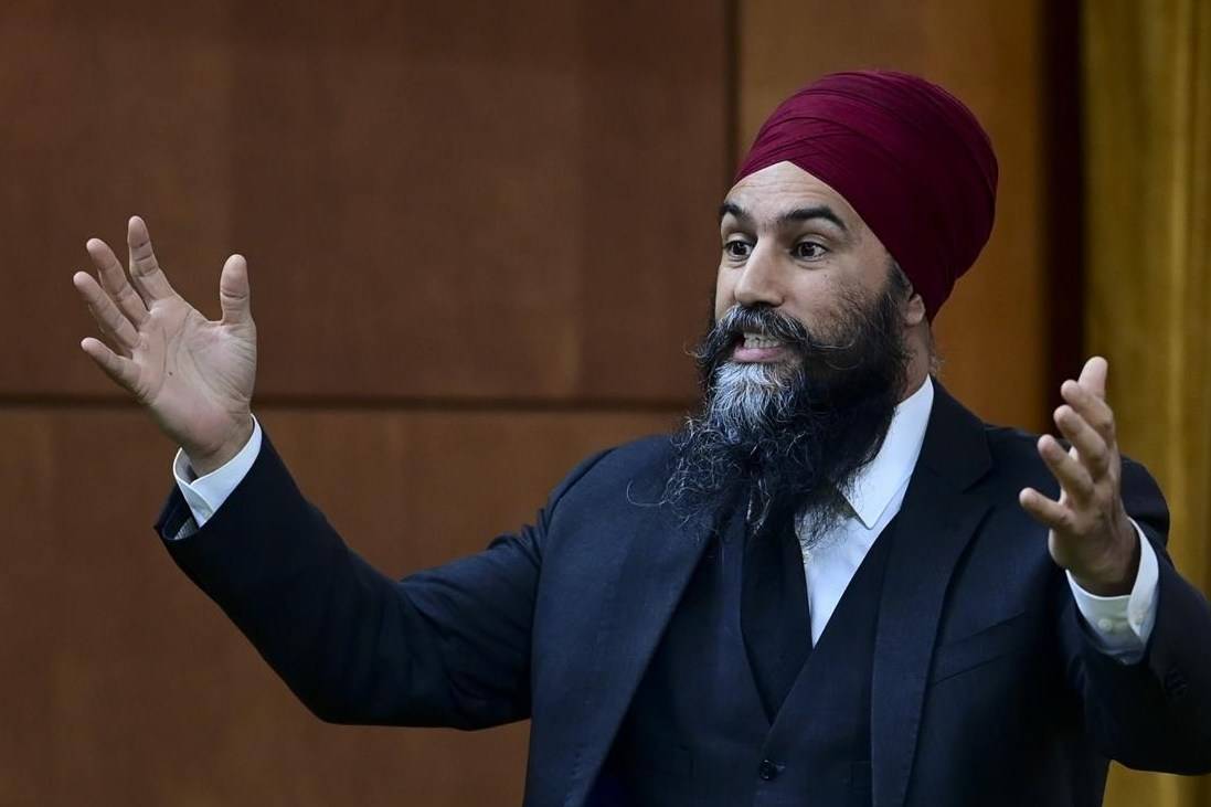 NDP Leader Jagmeet Singh rises during question period in the House of Commons on Parliament Hill in Ottawa on Thursday, April 29, 2021. Parliament’s budget watchdog says the NDP plan to cut student debt would cost about $4 billion.THE CANADIAN PRESS/Sean Kilpatrick