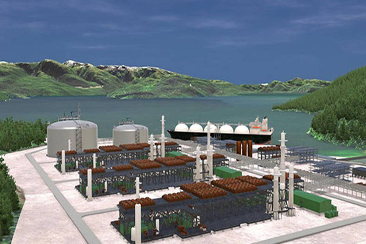 Artist’s illustration of the proposed Kitimat LNG facility at Bish Cove near Kitimat. (Kitimat LNG illustration)