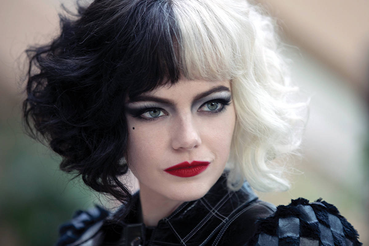 Emma Stone as Cruella in Disney’s live-action CRUELLA. (Laurie Sparham/Disney Enterprises Inc.)