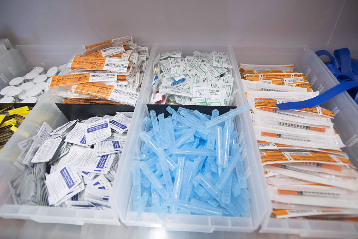 Drug injection supplies are pictured inside the newly opened Fraser Health supervised consumption site in Surrey, B.C. Tuesday, June 6, 2017. THE CANADIAN PRESS/Jonathan Hayward