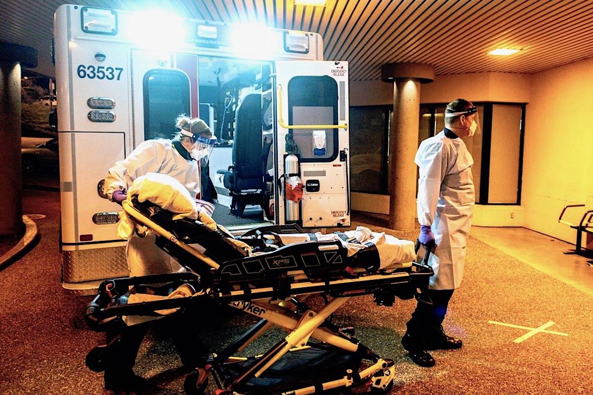 Emergency Health Services say they received a 911 call June 1 at 3:35 p.m. from a woman who had fallen but was in stable condition at Metrotown SkyTrain station. (Ambulance Paramedics of B.C.)
