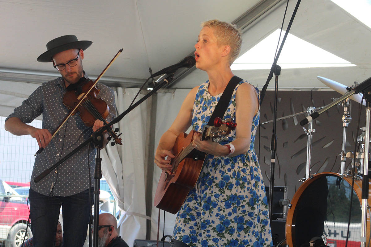 Helen Austin performing with Trent Freeman at the 2018 Vancouver Island MusicFest. Austin is one of the many performers listed for the 2021 event.