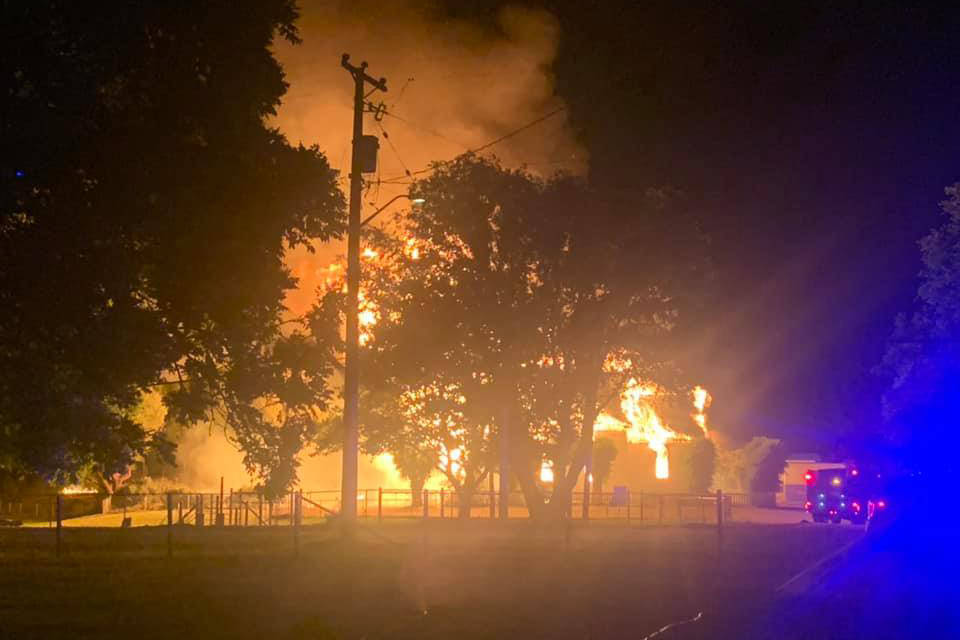 The Sacred Hearts church on PIB land burned Monday morning. (Theresa May Jack/Facebook)